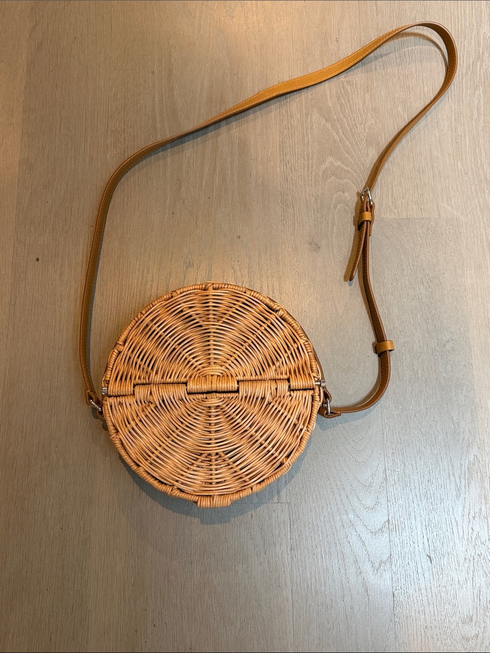 Aritzia-Auxiliary Woven Round Crossbody Bag in Tan